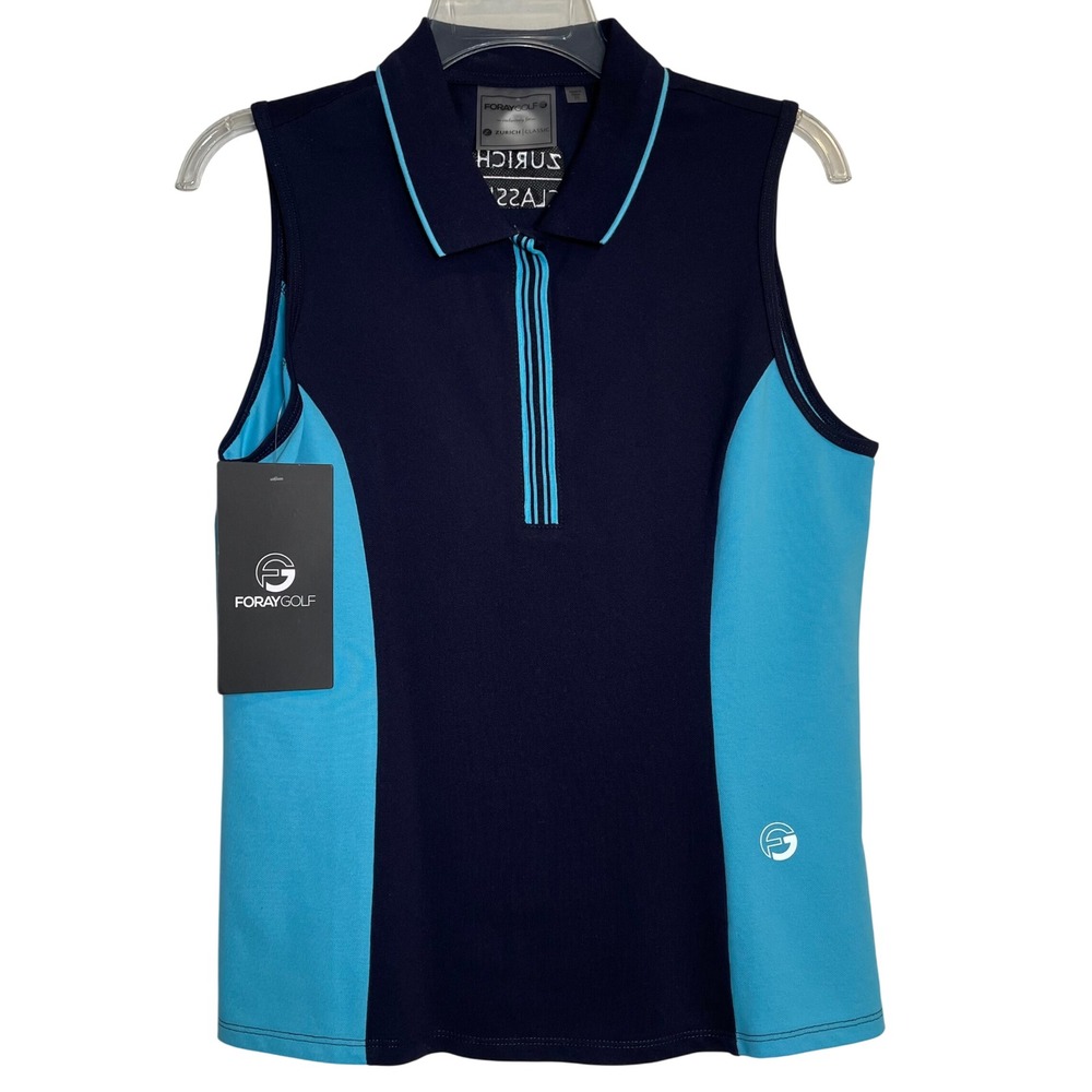 Foray Golf Zurich Classic Sleeveless Women's Polo‎ Shirt Medium Navy NWT